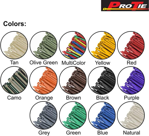 Pro Tie Standard Duty, Self-Locking UV Nylon Cable Wire Ties for Indoor and Outdoor Use | 8-Inch, 50 lbs. Tensile Strength, UV Black Nylon, 100-Pa...
