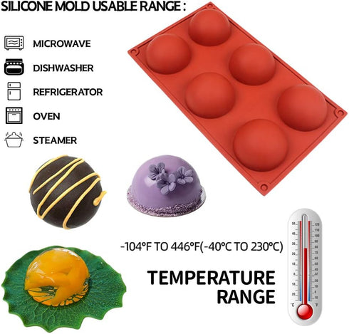 Silicone mould for Hot Chocolate Bomb Dome Mousse desert Cake Decorating Tool Baking DIY Mould Set of 3...
