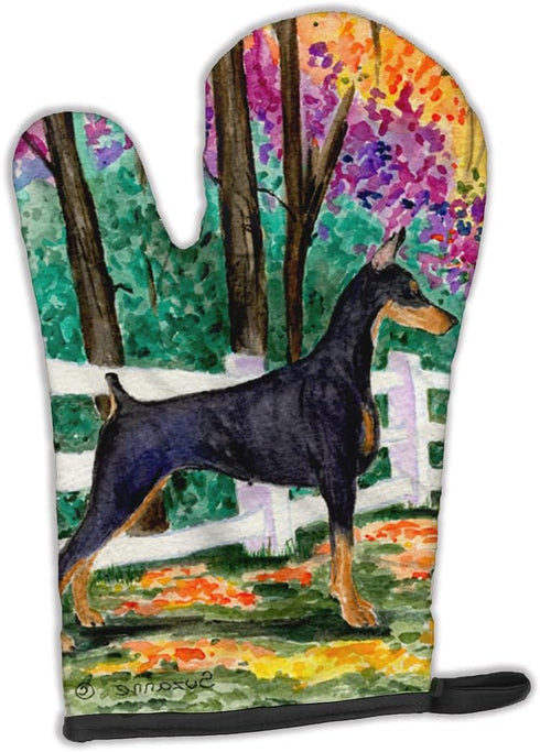 Caroline's Treasures SS8428OVMT Doberman Oven Mitt Heat Resistant Thick Oven Mitt for Hot Pans and Oven, Kitchen Mitt Protect Hands, Cooking Bakin...
