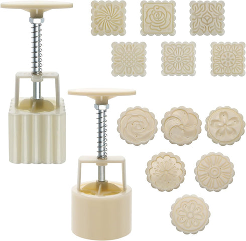 Luxiv Moon Cake Mould 75g, 12 PCS Pattern Hand-Pressure Mooncake Molds for Mid-Autumn DIY Pastry Tool 2 Set with 6pcs Round Flower Mooncake Mode a...