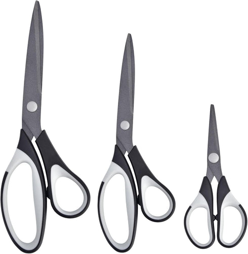 Craft Scissors Set of 3, Sharp All Purpose Scissor, Titanium Teflon Non-Stick Stainless Steel Blade, Rubber Soft Grip Handle,Great for Office Home...