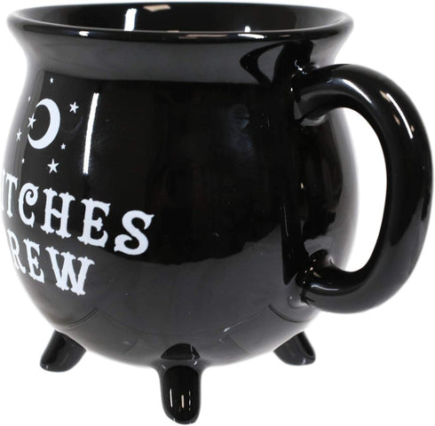Ebros Wicca Sacred Crescent Moon Witches Brew Black Cauldron Mug Cup 14oz Coffee Tea Drink Cup Mugs...