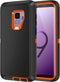 for Galaxy S9 Case, Heavy Duty Shockproof Dust/Drop Proof 3 Layer Full Body Protection Rugged Cover Case for Galaxy S9, Black/Orange...