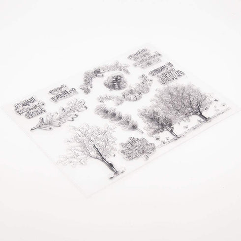 LZBRDY 6.7 by 8.9 Inch Autumn Trees Leaves Pumpkin Fruit Clear Stamp and Die Set for Card Making and Scrapbooking Thanksgiving Silicone Stamps and...