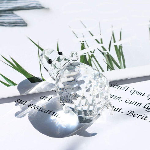 H&D HYALINE & DORA Crystal Hippopotamus Figurines Collectibles Mini Glass Animal Figurine for Table Home Decoration...