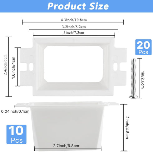 12PCS BE1-2 Electric Box Extender with 24PCS Screws, Electrical Power Outlet Box Extender, Single Gang Box Extender, 1 Gang Power Switch electrica...