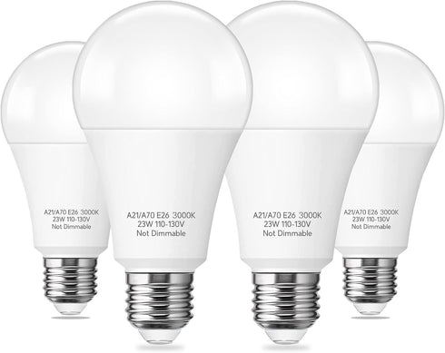 A21 LED Light Bulb, 150-200W Equivalent 23W LED Bulbs, Super Bright 2500 Lumens 3000K Warm White Light Bulb E26 Standard Base for Home Lighting 4 ...