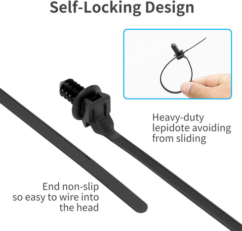 100PCS Fir Tree Nylon Push Mount Cable Zip Ties, Heavy Duty Wire Ties, 2 in 1 Self Locking UV Resistant Assortment for Indoor Wire Tying (8.3"x0.2...
