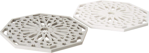 Mintrico Silicone Trivet Mat Pad for Hot Dishes Set of Two (White & Grey Octagon)…...