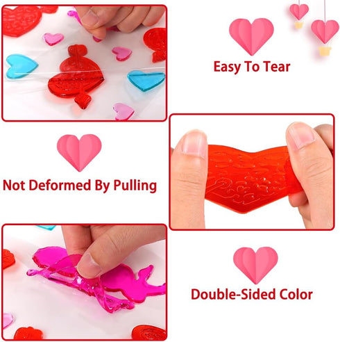 XIMISHOP 6pcs Valentine's Day Gel Window Clings,Valentine's Day Window Clings Sticker for Valentine's Day Window Decors...
