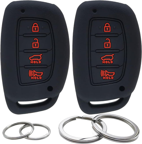 GFDesign 2 Pcs Silicone 4 Buttons Key Fob Cover Remote Case Keyless Protector Compatible with 2019 2018 2017 2016 2015 2014 2013 Hyundai Elantra S...