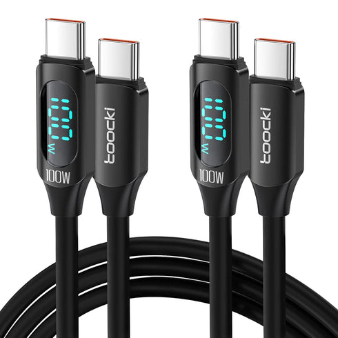 100W USB C Cable 2 Pack 6.6FT USB C to USB C Cable Silicone Fast Charging USB C to USB C Cable with LED Display for HTC U23 U23 Pro Desire 22 22 P...