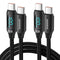 100W USB C Cable 2 Pack 6.6FT USB C to USB C Cable Silicone Fast Charging USB C to USB C Cable with LED Display for HTC U23 U23 Pro Desire 22 22 P...
