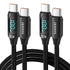 100W USB C Cable 2 Pack 6.6FT USB C to USB C Cable Silicone Fast Charging USB C to USB C Cable with LED Display for HTC U23 U23 Pro Desire 22 22 P...