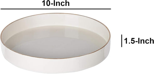 Benjara Sturdy Wooden Round Tray, White...
