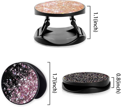 New Version Phone Holder 3 Pack Black Purple Pink Glitter Art Expanding Grip Stand Finger Holder for Smartphone and Tablets...