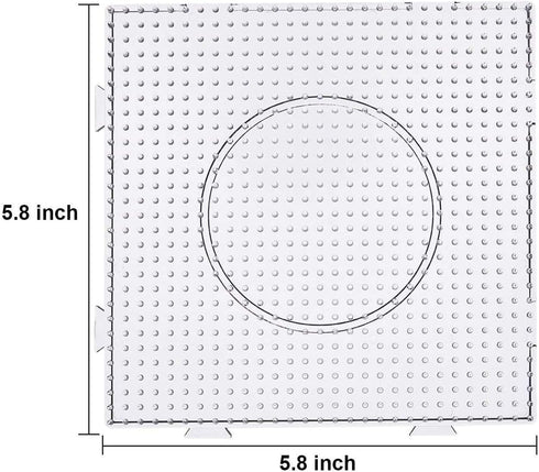 H&W 6PCS 5mm Fuse Beads Boards, Large Clear Pegboards Kits, with Gift 4 Lroning Paper (WA3-Z6)...