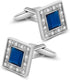 Blue Navy Swarovski Crystal Square Cufflinks for Men Classical Swarovski Cuff Links with Gift Box Elegant Style...