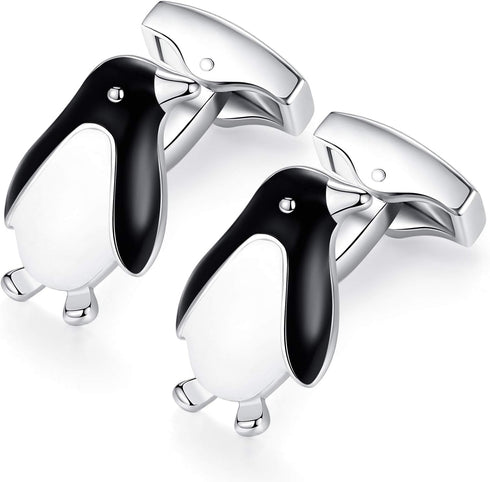 HONEY BEAR Penguin Cufflinks for Mens Business Wedding Gift Black and White...
