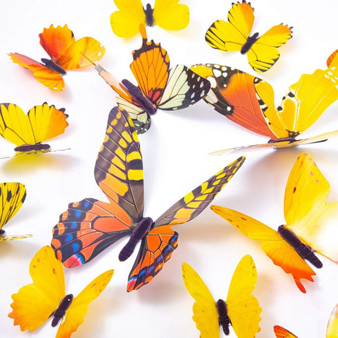 60PCS Butterfly Wall Decals - 3D Butterflies Decor for Wall Removable Mural Stickers Home Decoration Kids Room Bedroom Decor (Yellow)...