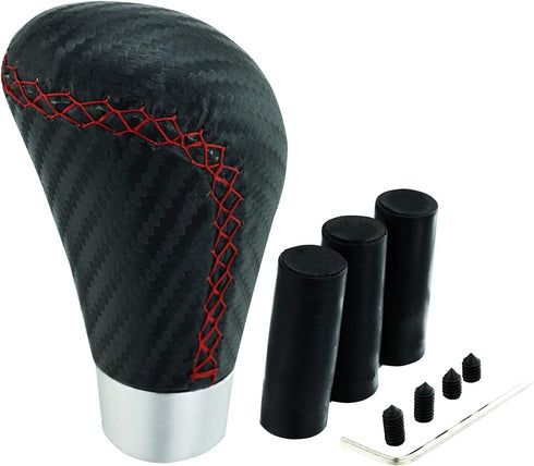 Abfer Leather Shift Knobs Car Gear Stick Handle Shifter Knob Fit for Most Manual Transmission Vehicles (Red)...