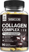 Collagen Peptides Complex, Type I, II, III, 2025 MG, Hydrolyzed Multi Collagen, VC, Biotin, HA, Turmeric & Black Pepper, for Skin, Hair, Nails, Jo...