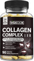 Collagen Peptides Complex, Type I, II, III, 2025 MG, Hydrolyzed Multi Collagen, VC, Biotin, HA, Turmeric & Black Pepper, for Skin, Hair, Nails, Jo...