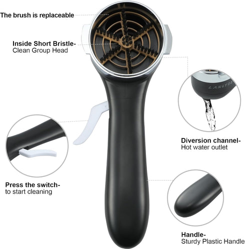 Espresso Coffee Machine Cleaning Brush 360° Cleaning Push-Up Coffee Maker Brush Cleaning Totally Enclosed Cleaning Espresso Machine Cleaning Brist...