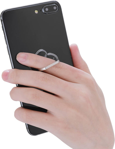 Cell Phone Ring Stands, 2 Pcs 180/360 Degree Rotation Finger Kickstand Transparent Phone Ring Holders with Diamond Glitter Finger Mount with Grip ...