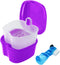 Colorful Denture Bath Case with Brush, Denture Cup Soaking Holder False Teeth Container Mouth Guard Storage Case Cleaning with Lid Waterproof - Pu...