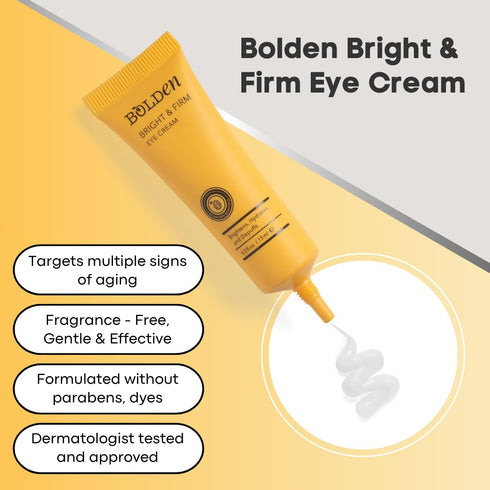 BOLDEN Bright & Firm Eye Cream | Under Eye Cream for Dark Circles & Puffiness | Hydrates and Improves Wrinkles | Fragrance Free | 0.5 Fl Oz...
