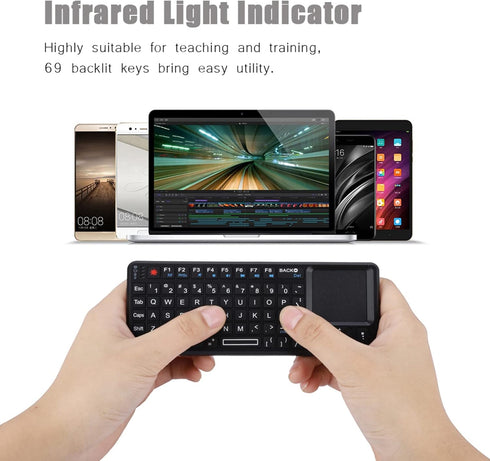 Mini Keyboard, 2.4GHz Keyboard with Touchpad, US Layout, Portable Handheld Rechargeable Keyboard...
