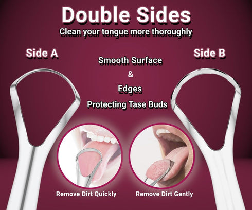 ""Stainless Steel Tongue Scraper 2-Pack for Adults & Kids - Includes Travel Cases, Promotes Fresh Breath & Oral Health, Easy Clean, Durable Design...