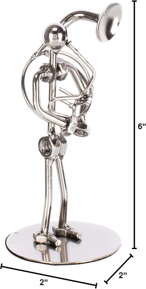 Broadway Gifts 6" Silver-Tone Sousaphone Player Figurine - Metal Tuba Player Statue - Industrial Musician Figurine...