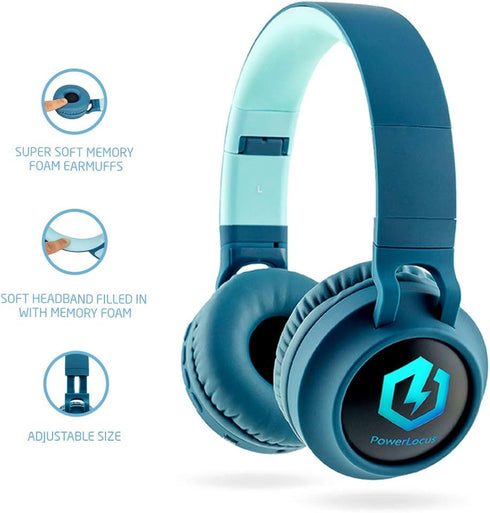 PowerLocus Bluetooth Headphones for Kids, Wireless Bluetooth Headphones, Kid Headphones Over Ear with LED, Foldable Headset with Mic,Volume Limite...