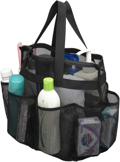 ALYER Large Mesh Dive Tote Bag with Separated Inner Compartment,Portable Shower Caddy Bath Organizer with Durable Handles and Zipper (Black)...
