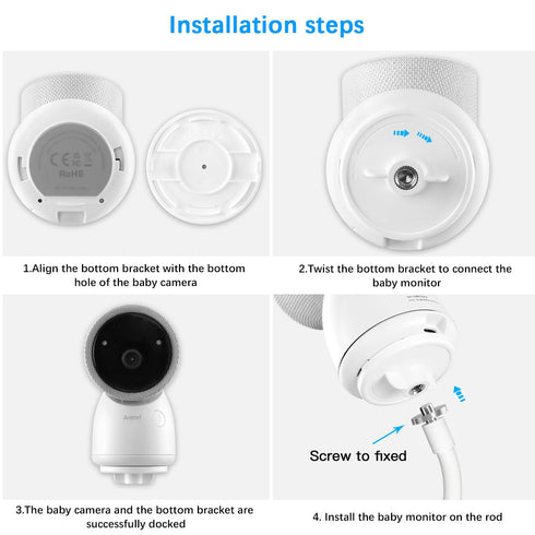 Clip Mount for Arenti Baby Monitor Without Tools or Wall Damage (White)...