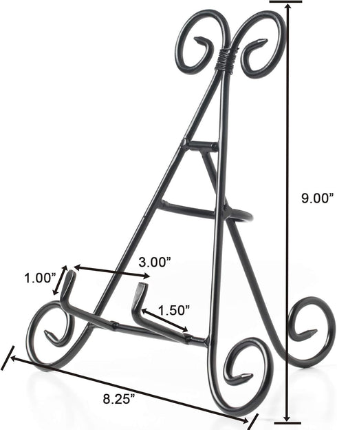 HUJI Sturdy Iron Display Stand Holder for Home Kitchen Decoration Platters, Pictures, Frames and Books. (1, 9")...