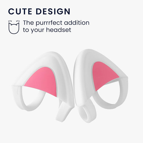 kwmobile Cat Ears for Overear Headphone (Set of 2) - Fits Headbands 1" to 1.5" (2.5cm to 3.8cm) Diameter - White/Dark Pink...