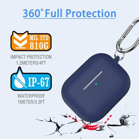AirPods Pro Case Cover, Military Grade Anti-Fall Soft Silicone Shock-Absorbing Protective AirPods Pro 2nd/1st Generation Case with Keychain and Cl...