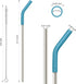 Senneny Set of 5 Stainless Steel Straws with Silicone Flex Tips Elbows Cover, 2 Cleaning Brushes and 1 Portable Bag Included (Silver)- 8mm diamete...