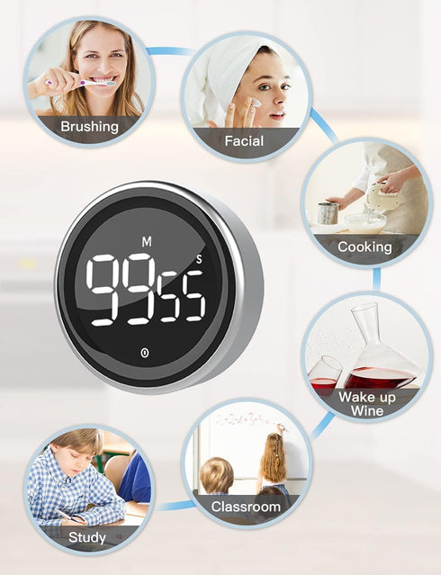 Timers, Digital Kitchen Timer Magnetic Countdown Countup Timer with Large LED Display, LIORQUE Timer for Classroom Cooking Fitness, Easy for Kids ...