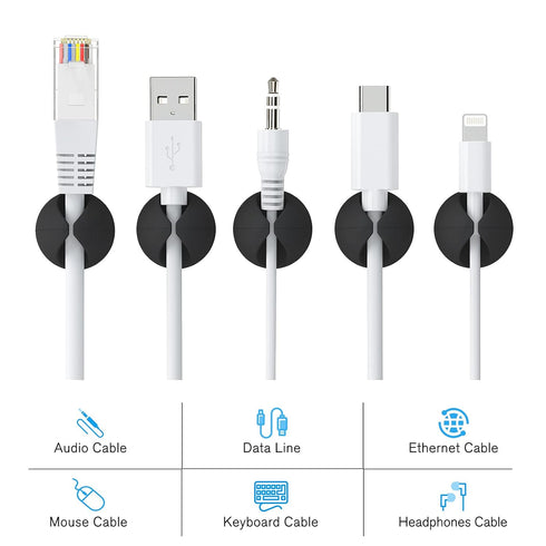12 Pack Cable Clips, Znben Cord Organizer Holder Adhesive Cable Management Charger Wire Holder Clips for Desk, Home, Office, Car, Cubicle, Nightst...
