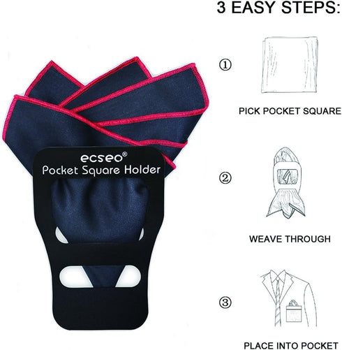 Pocket Square Guard for Men Suits, Ecseo Mens Pocket Square Holder/Folder - 2 Pack...