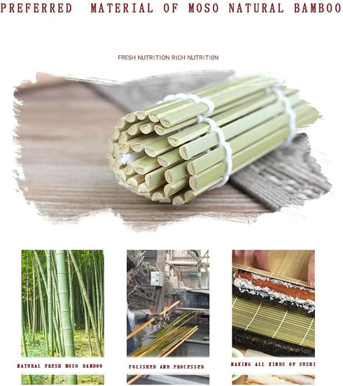Bamboo Green Sushi Rolling Mats Kitchen Kit Utensil,9.5 inch by 9.5 inch...