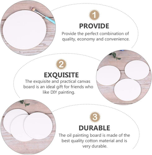 10pcs Round Painting Canvas Panel Boards Canvas Drawing Board Stretched Artist Canvas Canvas Painting Board for Drawing Painting DIY Student Artis...