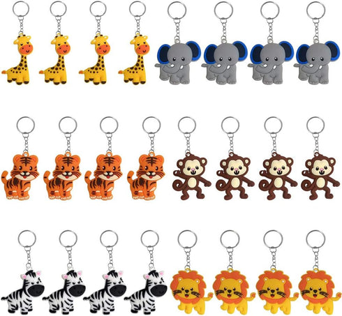 iMagitek 24 Pack Jungle Safari Animal Keychains, Kids Party Bag Fillers, School Carnival Rewards, Jungle Safari Baby Shower Party Favors...