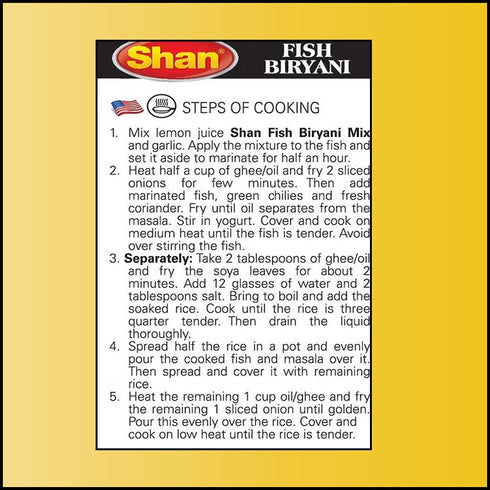 Shan Fish Biryani Recipe and Seasoning Mix 1.76 oz (50g) - Spice Powder for Spicy Fish Layered Pilaf - Suitable for Vegetarians - Airtight Bag in ...