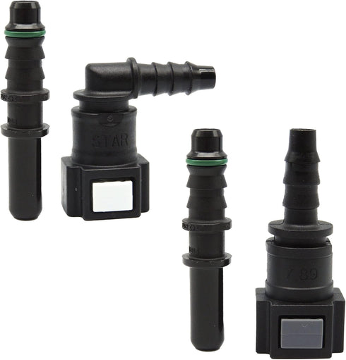 HiSport Straight & Degree Fuel Line Hose Quick Release Connect - 7.89mm 5/16 T8 in Male&Female Nylon Push-On Connector...
