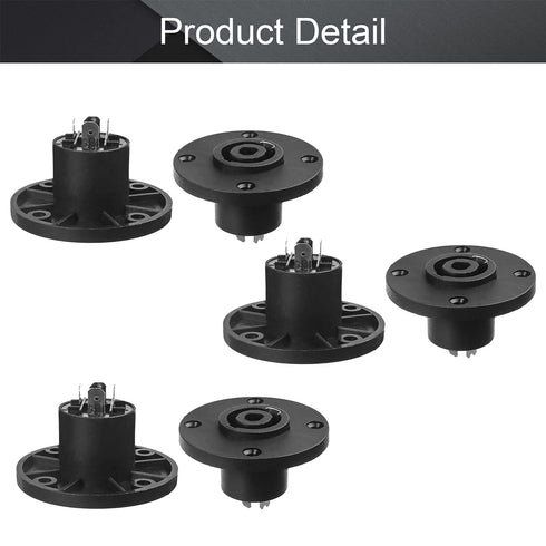 Fielect 6Pcs SpeakOn Panel Mount Socket Round, 4 Pole Audio Speaker Twist Lock Female Speakon LY-KNT041...